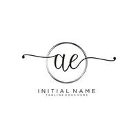 Initial AE feminine logo collections template. handwriting logo of initial signature, wedding, fashion, jewerly, boutique, floral and botanical with creative template for any company or business. vector