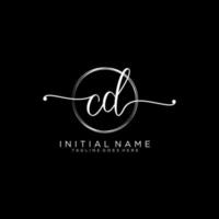 Initial CD  feminine logo collections template. handwriting logo of initial signature, wedding, fashion, jewerly, boutique, floral and botanical with creative template for any company or business. vector