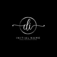 Initial DI feminine logo collections template. handwriting logo of initial signature, wedding, fashion, jewerly, boutique, floral and botanical with creative template for any company or business. vector