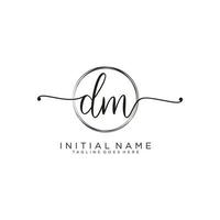 Initial DM feminine logo collections template. handwriting logo of initial signature, wedding, fashion, jewerly, boutique, floral and botanical with creative template for any company or business. vector