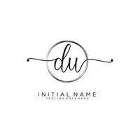 Initial DU feminine logo collections template. handwriting logo of initial signature, wedding, fashion, jewerly, boutique, floral and botanical with creative template for any company or business. vector