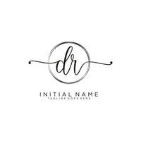 Initial DR feminine logo collections template. handwriting logo of initial signature, wedding, fashion, jewerly, boutique, floral and botanical with creative template for any company or business. vector