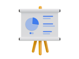 3d minimal Marketing Strategie Konzept. Geschäft Analyse. Marketing Daten Analyse. Bildschirm Beamer mit Statistiken Daten. 3d Illustration. png