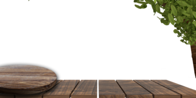 Old wood table, wooden board with tree.  background. concept. 3d rendering for display food, product, etc png