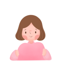 Happy Girl Clipart,Girl Flat Art on Transparent Background. png