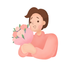 homme avec fleur valentines. png