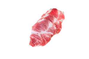 fresco fatiado cru carne de porco carne para shabu em transparente fundo. topo visualizar. plano deitar, png Arquivo