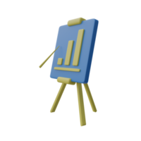 3D icon rendering of presentation board. realistic cartoon presentation board stand png