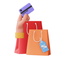 colorato shopping icona, icona 3d, 3d interpretazione png