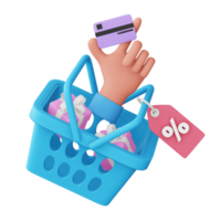 Colorful shopping icon, icon 3d, 3d rendering png