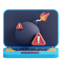 3d Illustration von Boom Warnung Laptop png