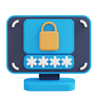 3d illustration of computer password lock png