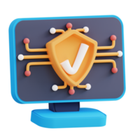 3d illustration of computer security check png