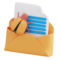 3d illustration of email virus detection png