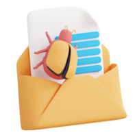 3d illustration of email virus detection png