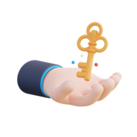 3d illustration of hand and key png