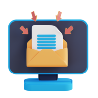 3d illustration of incoming email filtering png