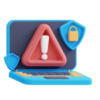 3d illustration of security alarm laptop png