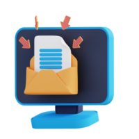 3d illustration of incoming email filtering png