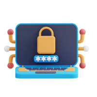 3d illustration of laptop lock security password png