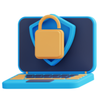 3d illustration of security laptop unlock png