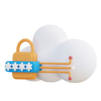 3d illustration of security data cloud png