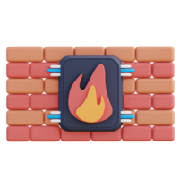 3d illustration of burning wall png