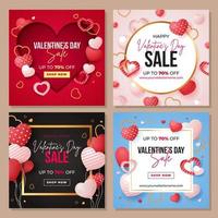 plantilla de redes sociales de venta de día de san valentín vector