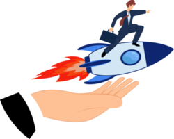 man on rocket fast business success concept. business growth concept. start up business png