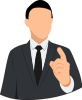 the man in the suit raised his index finger. illustration of businessman giving orders. gave instructions png