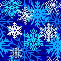 seamless asymmetric pattern of multicolored snowflakes on a blue background, texture, design photo