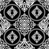 seamless graphic pattern, tile with abstract geometric white ornament on black background, texture, design photo