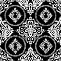 seamless graphic pattern, tile with abstract geometric white ornament on black background, texture, design photo