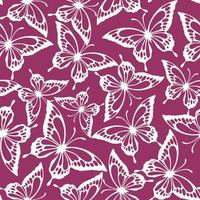 seamless pattern of white contours of butterflies on a purple background, texture, design photo