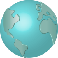 3d bleu globe avec monde carte. png