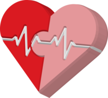 3D jigsaw heart beat on ECG cardiology. Medical and health care concept. png