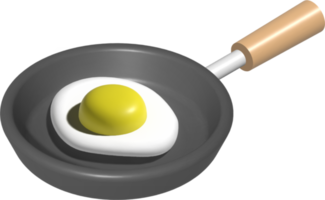 frit Oeuf dans une friture poêle. 3d réaliste png. png