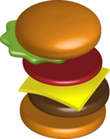 pilha do Hamburger queda abaixo. velozes Comida e restaurante conceito. 3d png lado visualizar.