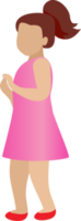 Kid character. Girl in pink dress standing side view. Child at school, education concept. png