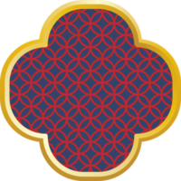 Chinese traditional lattice window frame in red and gold color. png