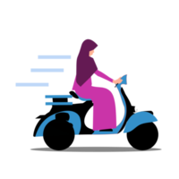 Muslim woman riding motorcycle png