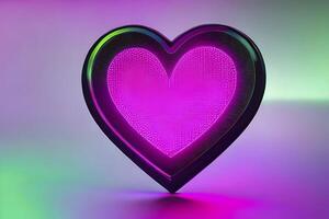 The heart shapes on abstract light neon glitter background in love concept for valentines day with sweet and romantic. Neon heart glowing background space for text. Design and digital material. photo