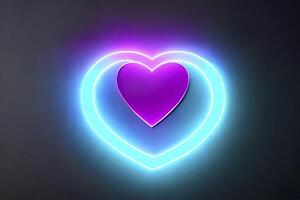 The heart shapes on abstract light neon glitter background in love concept for valentines day with sweet and romantic. Neon heart glowing background space for text. Design and digital material. photo