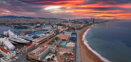 Aerial panoramic view of Barcelona from above. photo