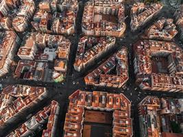 Barcelona street aerial view with beautiful patterns in Spain. photo