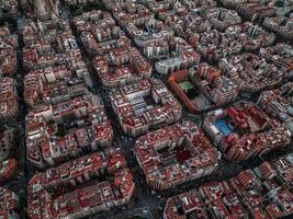 Barcelona street aerial view with beautiful patterns in Spain. photo