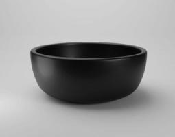 Empty black bowl on white background photo