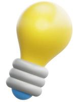 3d cute light bulb icon. Use on business creative idea and brainstorming solution 3D rendering emoji illustration photo
