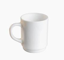 White cup on a white background. Side view. Mockup template photo