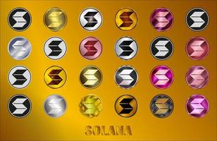 Set Solana coin SOL cryptocurrency icon. Digital currency. Altcoin symbol. Secure cryptocurrency based on blockchain. photo